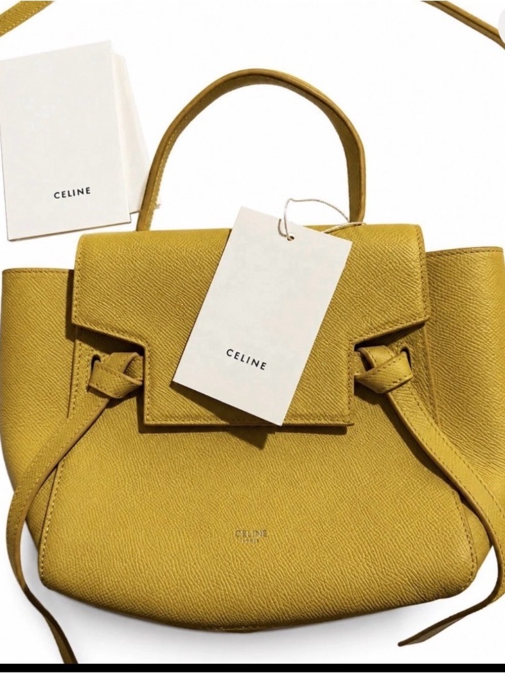 Celine nano belt bag Mustard Yellow Leather Top-Handle Satchel